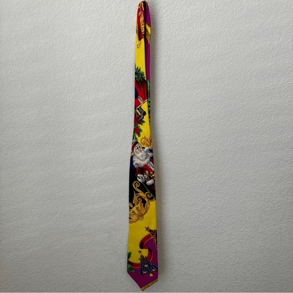 Versace Silk Tie Santa Claus Print 1990s Collection.